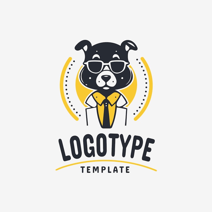 Gratis Vector detective dog logo mockup