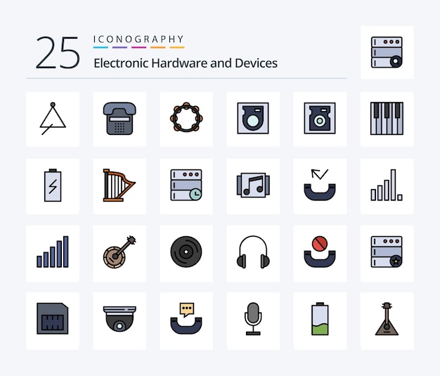 Devices 25 line filled icon pack inclusief tamboerijnmuziek op de harde schijf