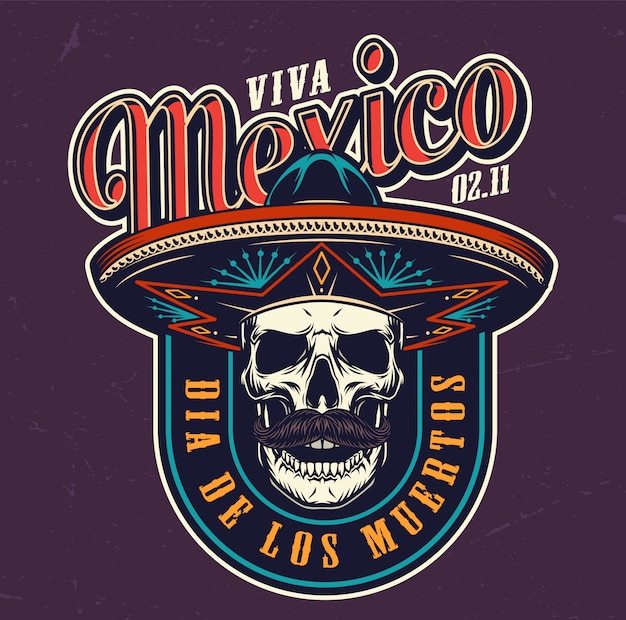 Dia De Los Muertos kleurrijk logo