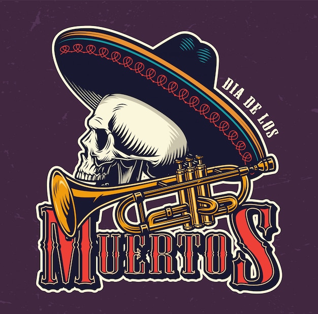 Dia De Los Muertos vintage embleem