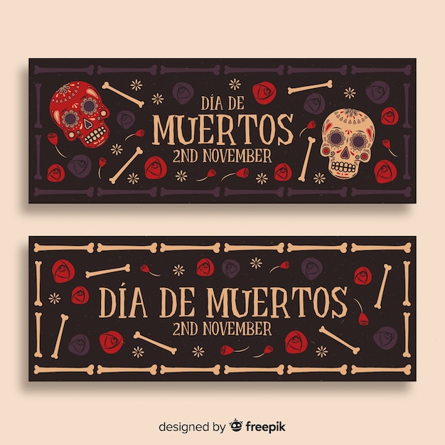 Día de muertos banners concept