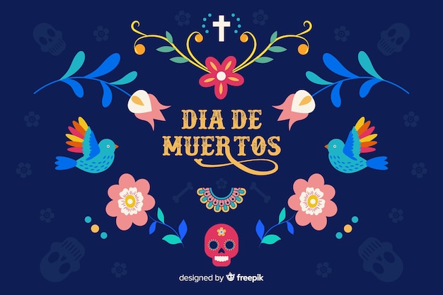 Día de muertos concept met platte ontwerp achtergrond