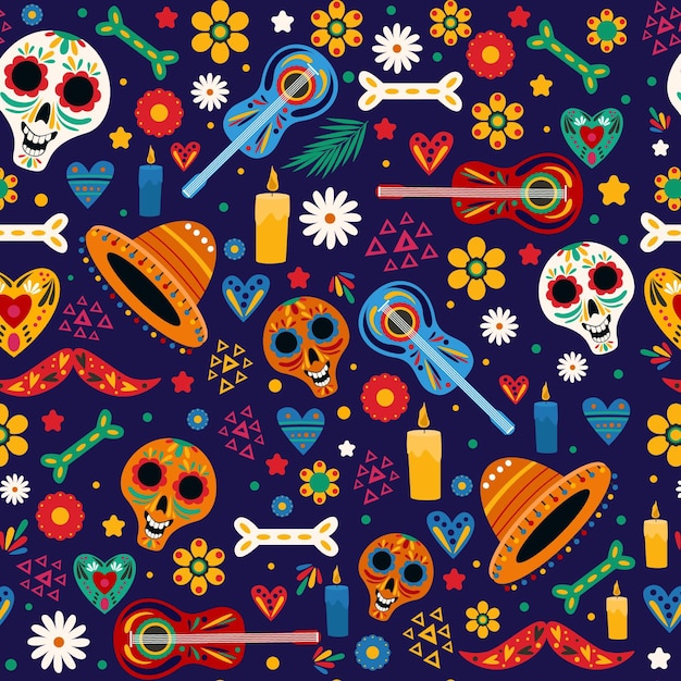 Dia de muertos patroon in plat design