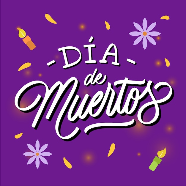 Gratis vector dia de muertos viering belettering