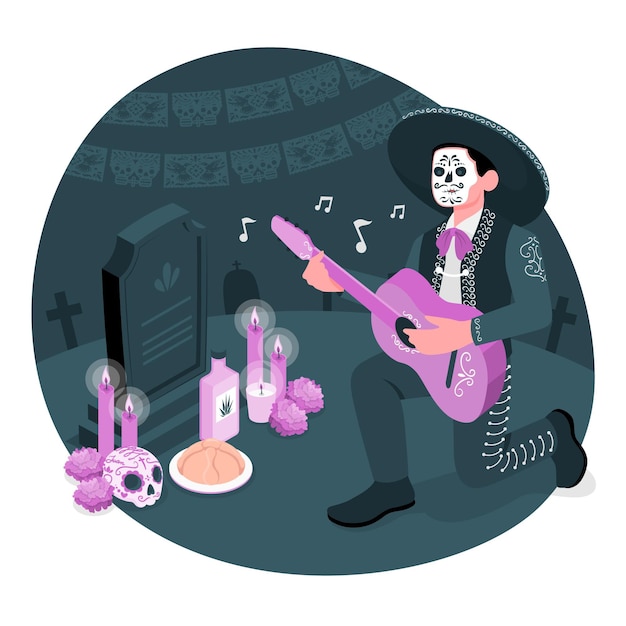 Dia de muertos viering concept illustratie