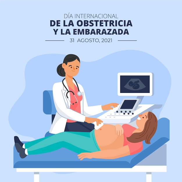 Gratis vector dia internacional de la obstetricia y la embarazada illustration