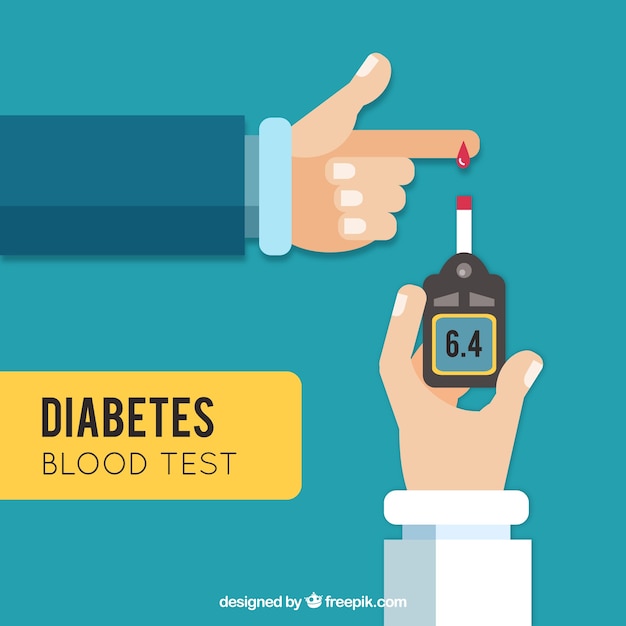 Diabetes bloedtest met plat ontwerp