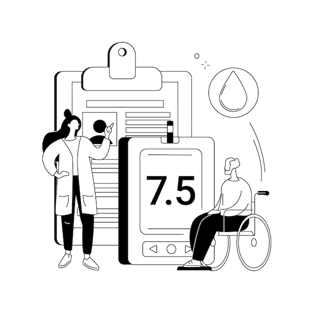 Diabetes mellitus abstract begrip vectorillustratie insuline productie genetische stofwisselingsziekte diabetes mellitus type 2 type 1 bloedsuiker meten risicofactoren abstracte metafoor