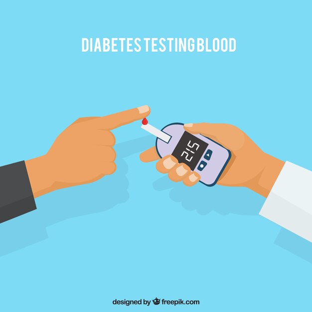 Diabetici die bloed testen met een plat ontwerp