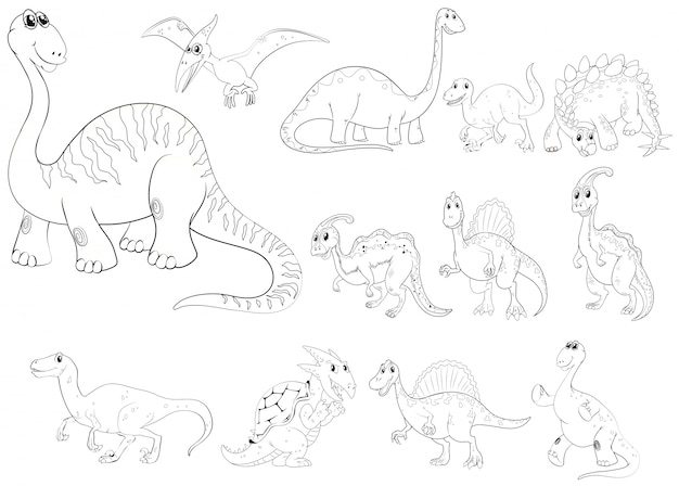 Gratis vector dierenoverzicht voor verschillende soorten dinosaurussen