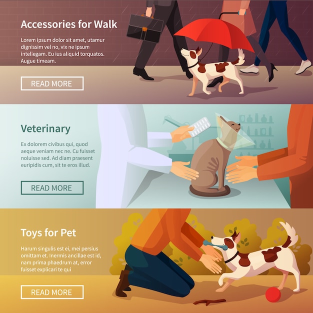 Gratis vector dierenwinkel banners set