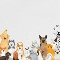 Dierlijke achtergrond met schattige huisdierenillustratie pets