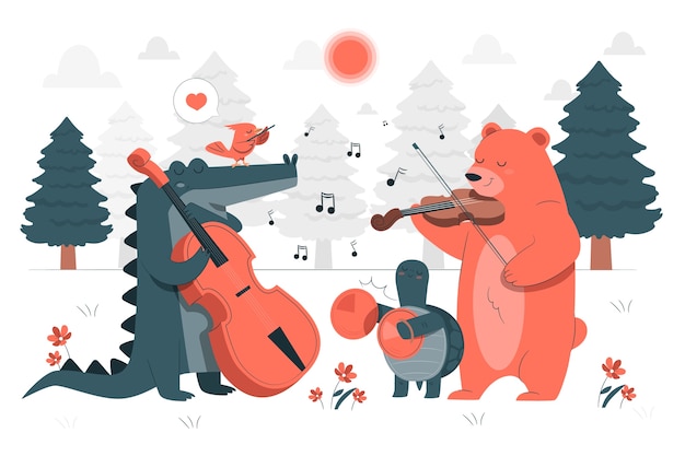 Dierlijke orkest concept illustratie