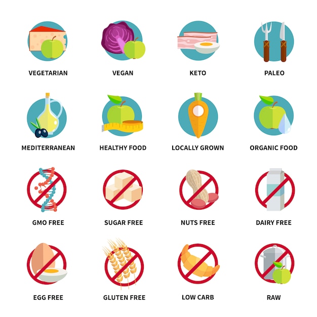 Diets Icons Set