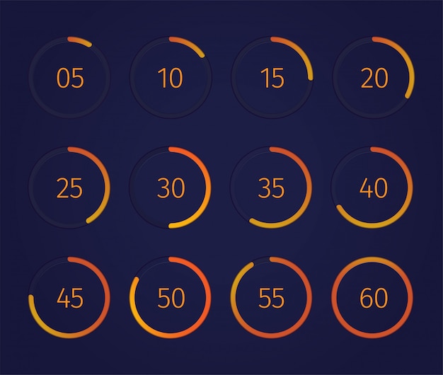 Digitale klok timer set met moderne technologie symbolen realistisch geïsoleerd