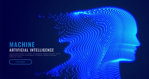 Digitale kunstmatige intelligentie deeltje gezicht