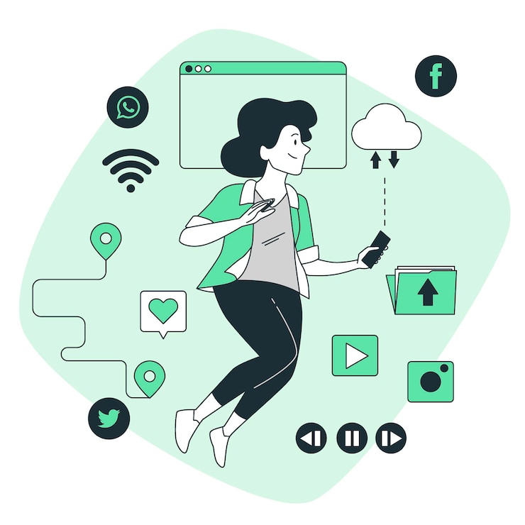 Gratis Vector digitale levensstijl concept illustratie