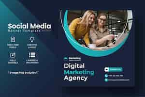 Gratis vector digitale marketingbureau en corporate social media banner of instagram post sjabloon