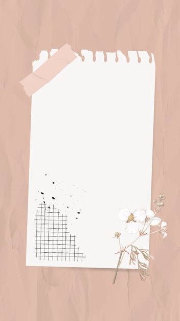 Digitale notitie vector papieren notitie collage met bloemen