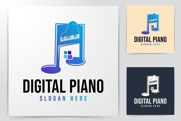 Digitale piano noot logo Ideeën. Inspiratie logo ontwerp. Sjabloon vectorillustratie. Geïsoleerd Op Witte Achtergrond