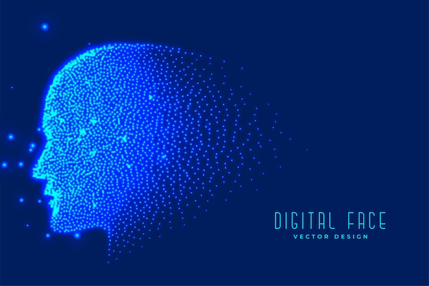 Digitale technologie gezicht gemaakt met deeltjes