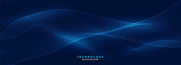 Digitale vloeiende deeltjes technologie blauwe banner