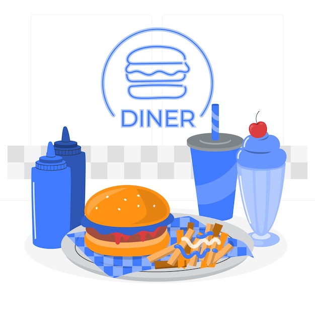 Gratis vector diner voedsel concept illustratie