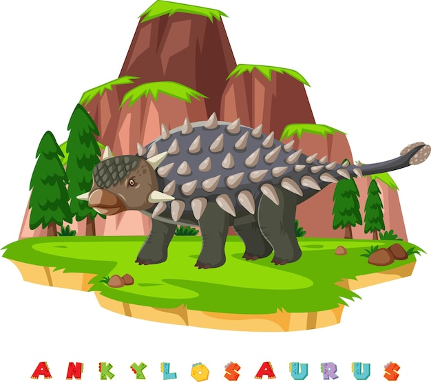Dinosaurus woordkaart voor ankylosaurus