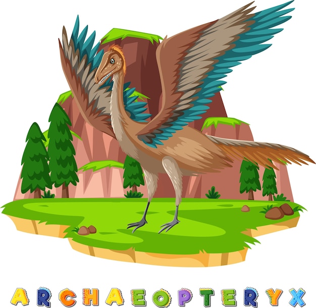 Dinosaurus woordkaart voor archaeopteryx