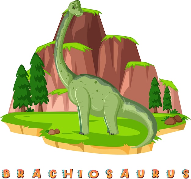 Gratis vector dinosaurus woordkaart voor brachiosaurus