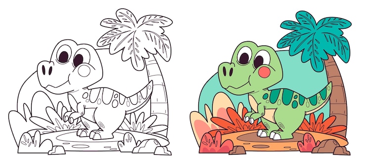 Gratis Vector dinosaurussen kleurboek illustratie
