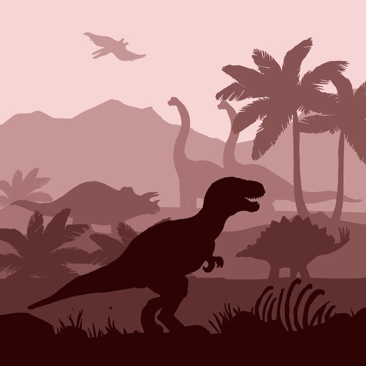 Gratis Vector dinosaurussen silhouetten lagen achtergrond banner illustratie.