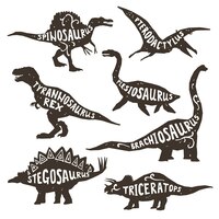 Gratis vector dinosaurussilhouetten met letters