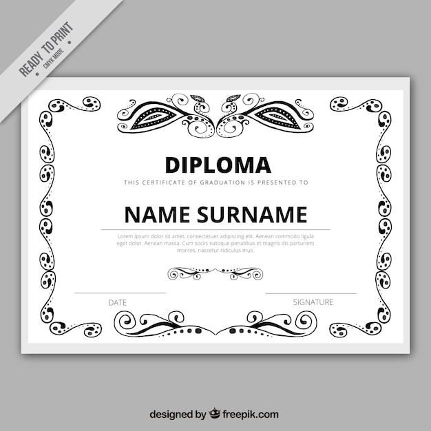 Gratis vector diploma met uitstekend frame