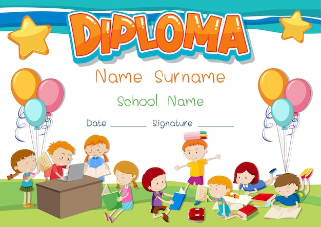 Diploma- of certificaatsjabloon voor schoolkinderen