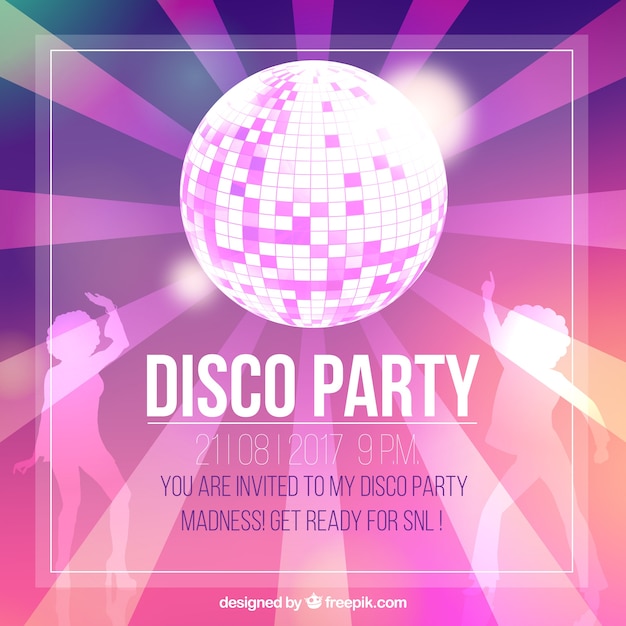 Gratis vector disco feest uitnodiging