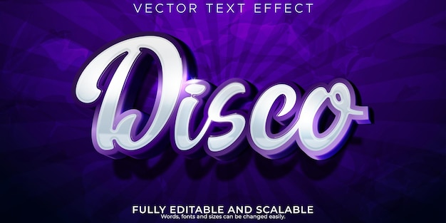 Gratis vector disco-teksteffect bewerkbare muziek en feesttekststijl