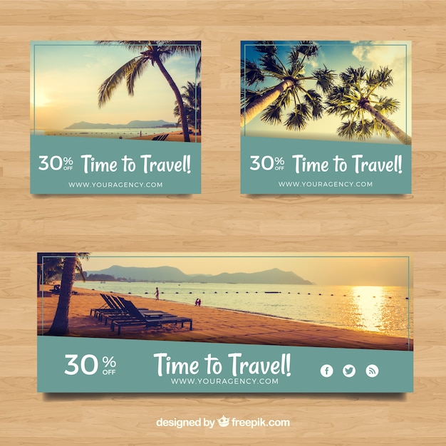 Gratis vector discount banners voor zomervakantie