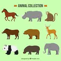 Gratis vector diverse decoratieve dieren in plat design