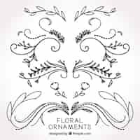 Gratis vector diverse hand getekende bloemen ornamenten