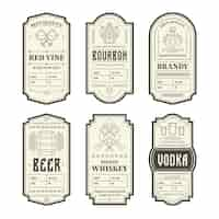 Gratis vector diverse vintage alcoholflesetiketten