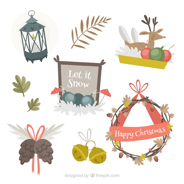 Gratis vector diverse vintage kerstelementen