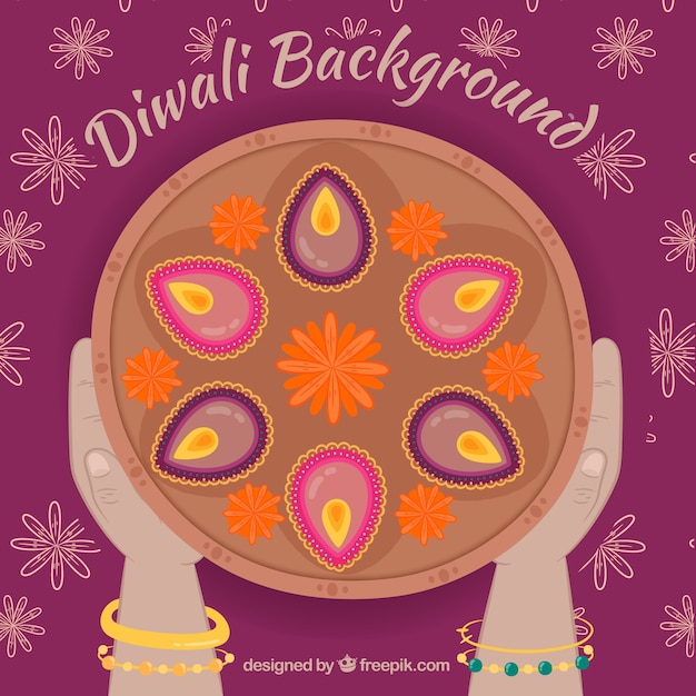 Gratis vector diwali achtergrond bovenaanzicht