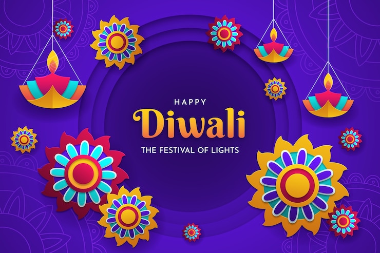 Gratis Vector diwali-achtergrond in papierstijl
