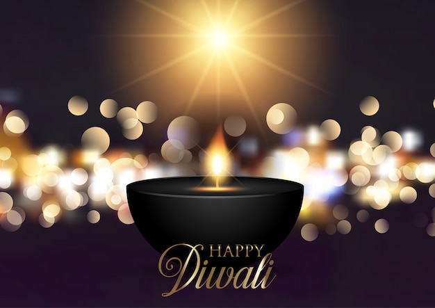 Diwali-achtergrond met bokehlichten