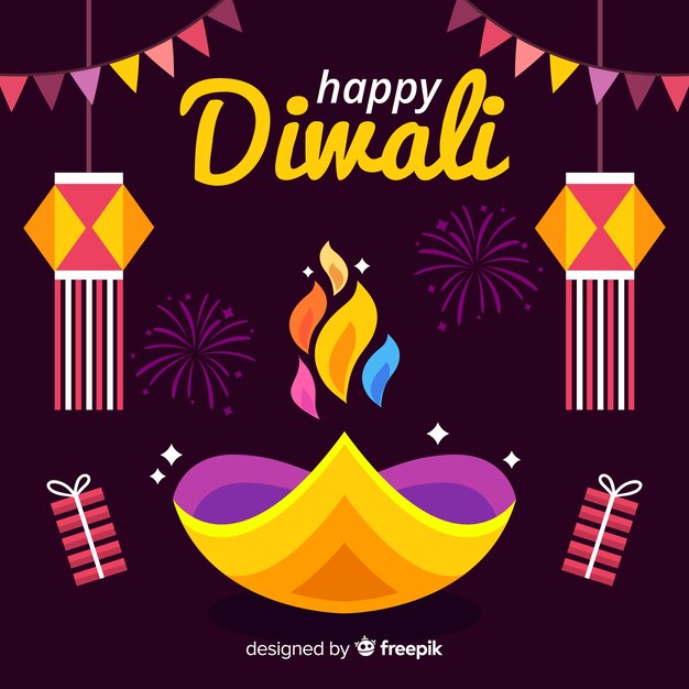 Diwali achtergrond platte ontwerpstijl