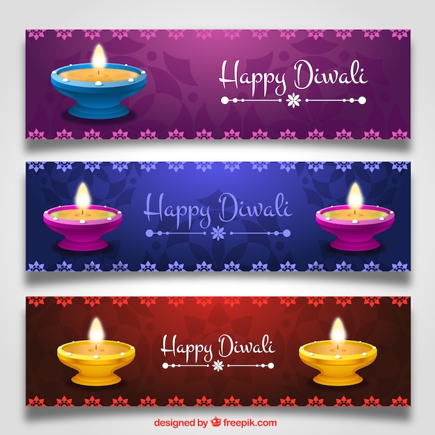 Diwali banners met kaarsen