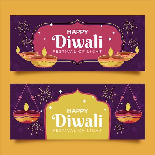 Gratis vector diwali banners sjabloon