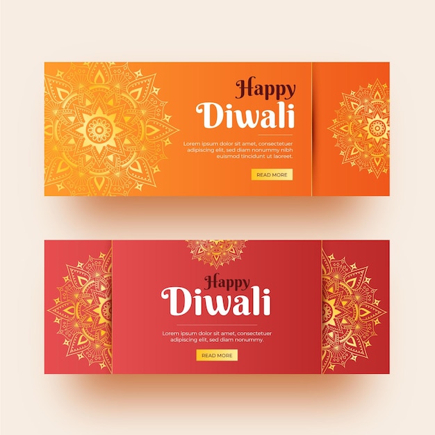 Gratis vector diwali banners sjabloon