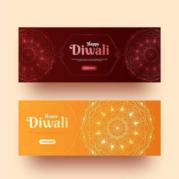 Gratis vector diwali banners sjabloonontwerp